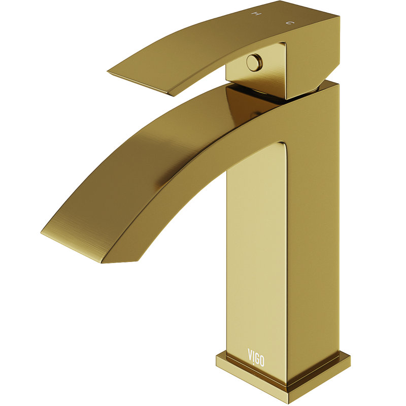 Satro 7" H Single Handle Single Hole Bathroom Faucet, Matte Gold