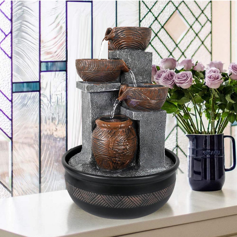 Aki Weather Resistant Cascade Fountain with Light