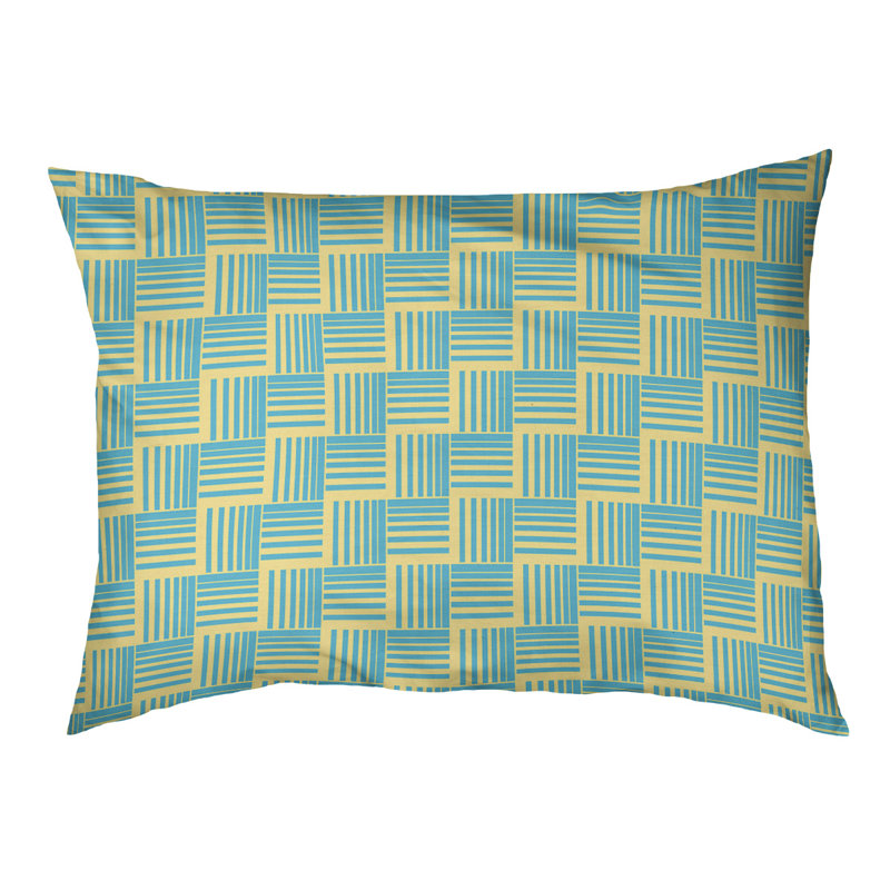 Coussin Cheng, Moyen (l 40 po x P 6,5 po x H 30 po), Jaune / bleu sarcelle
