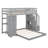 Twin Over Full Bunk Bed With 3-Layer Shelves, Drawers And Storage Stairs, Gray-1428490112