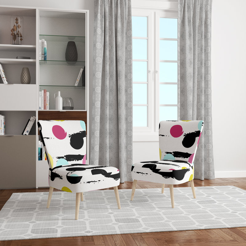 Multicolor Circle Dots - Upholstered Patterned Accent Side Chair