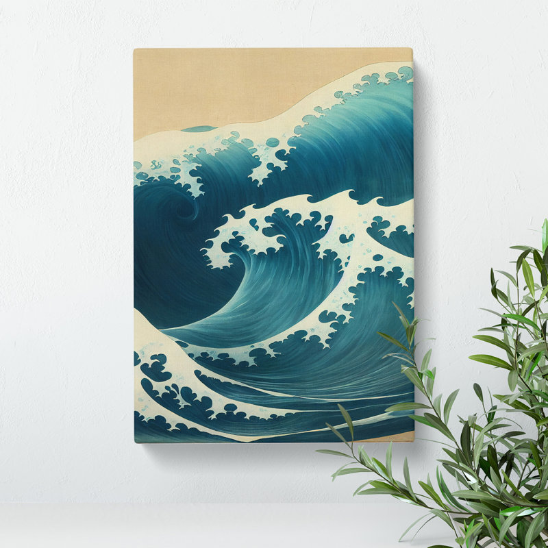 Traditional Japanese Wave No.2 - Wall Art, Wrapped Canvas, 60cm H x 40cm W, No Matte
