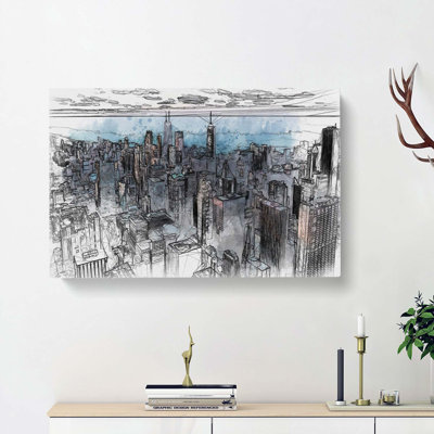 The Beauty of the Chicago Skyline in Abstract - Wrapped Canvas Drawing - Wrapped Canvas