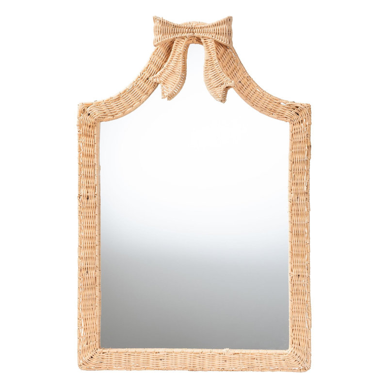Natural Rattan Wall Mirror, 37" H x 24" W, Rattan
