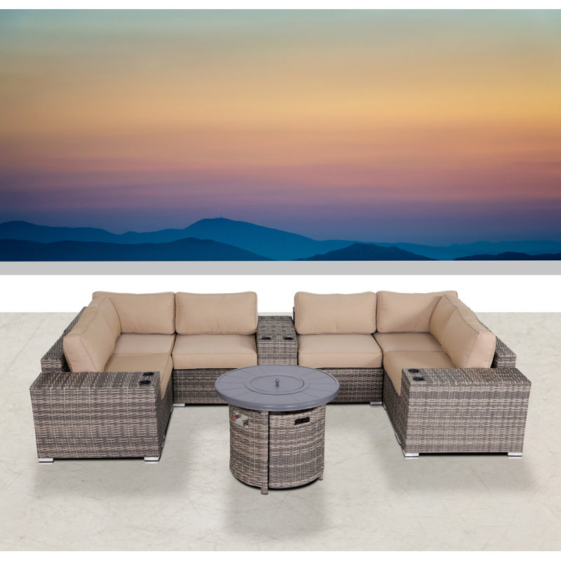 Alieyah Fully Assembled 10 Piece Sectional Seating Group With Sunbrella Cushion