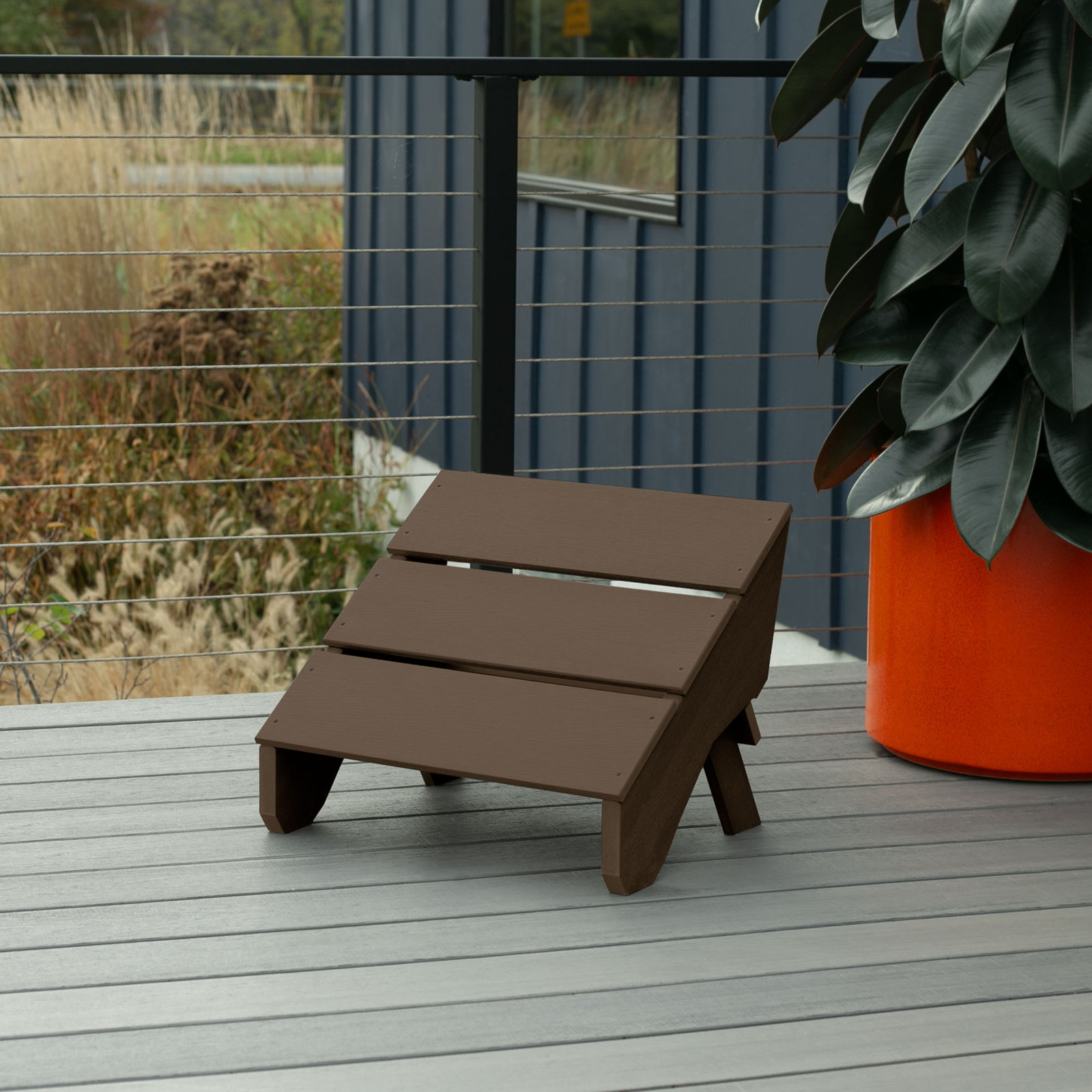 Byrnes Outdoor Ottoman, Weathered Acorn