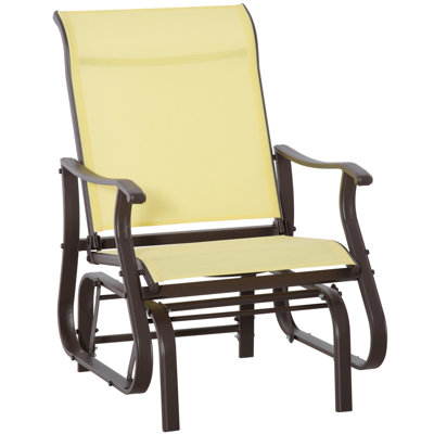Outdoor Swing Glider Chair, Patio Mesh Rocking Chair With Steel Frame For Backyard, Garden And Porch, Beige