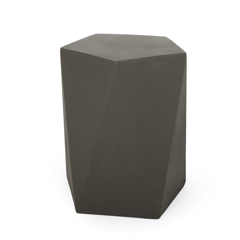 Modern Lightweight Concrete Side Table, Pentagon Shape, 16X16x18, No Assembly, Gray Surface Design, 16.31" W X D 17.6" H, Limestone