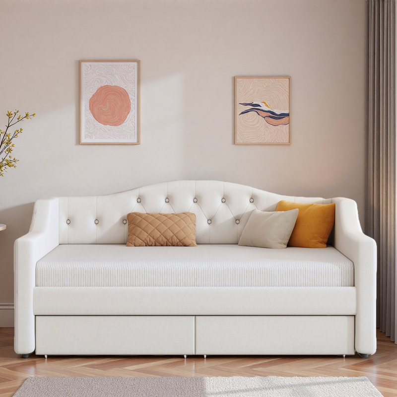 Lit de jour moderne rembourré avec ceinture à DEL et couchette, Gris