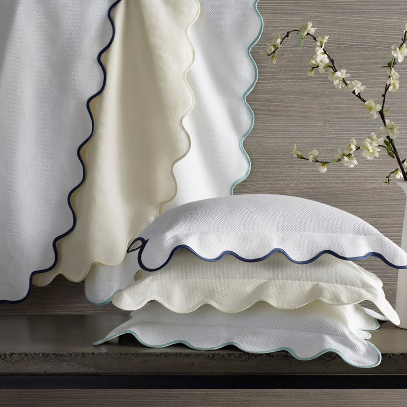 Honeycomb 100% Cotton Coverlet, White/Navy, California King Coverlet / Bedspread