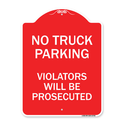 Signmission Designer Series Sign - No Parking No Truck Parking, Violators Will Be Prosecuted | Green & White 18" X 24" Heavy-Gauge Aluminum Architectural Sign | Protect Your Business | Made In The USA