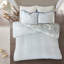 Literie en coton double / grand avec housse de couette réversible à motif bicolore et médaillon-129844868