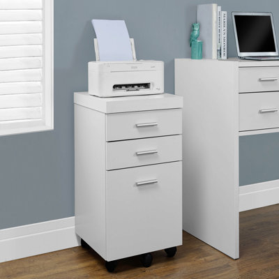 Classeur mobile contemporain avec tiroirs de rangement et support d'imprimante pour bureau moderne
