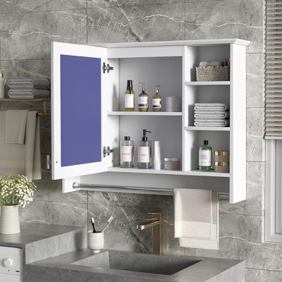 3-In-1 Bathroom Mirror Cabinet, 36-Inch Wall Mounted Medicine Cabinet With Adjustable Shelf & Soft Close Door, High-Define Mirror With Storage For Bathroom Vanity