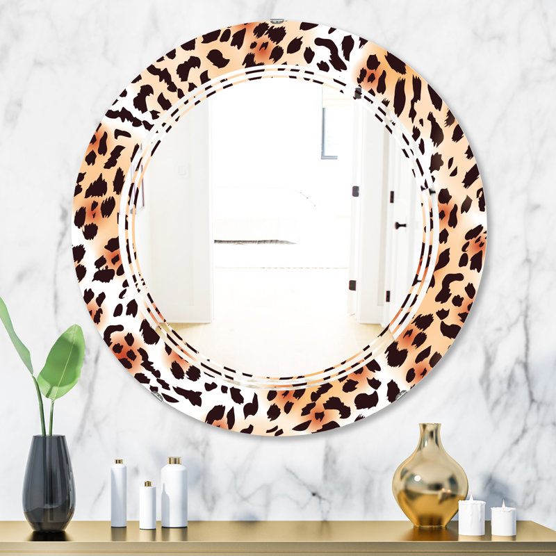 Miroir mural sans cadre Leopard Fur Safari II, H 23,6 po x l 23,6 po