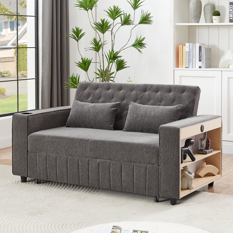 Canapé-lit convertible polyvalent avec dossier réglable et fonctionnalités multiples pour tout espace de vie, Gris