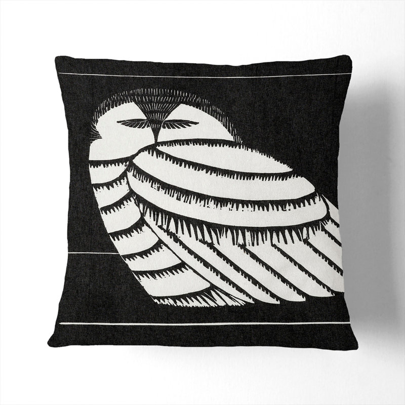 Snowy Owl Scatter Cushion, 40cm H x 40cm W x 15cm D, Stone