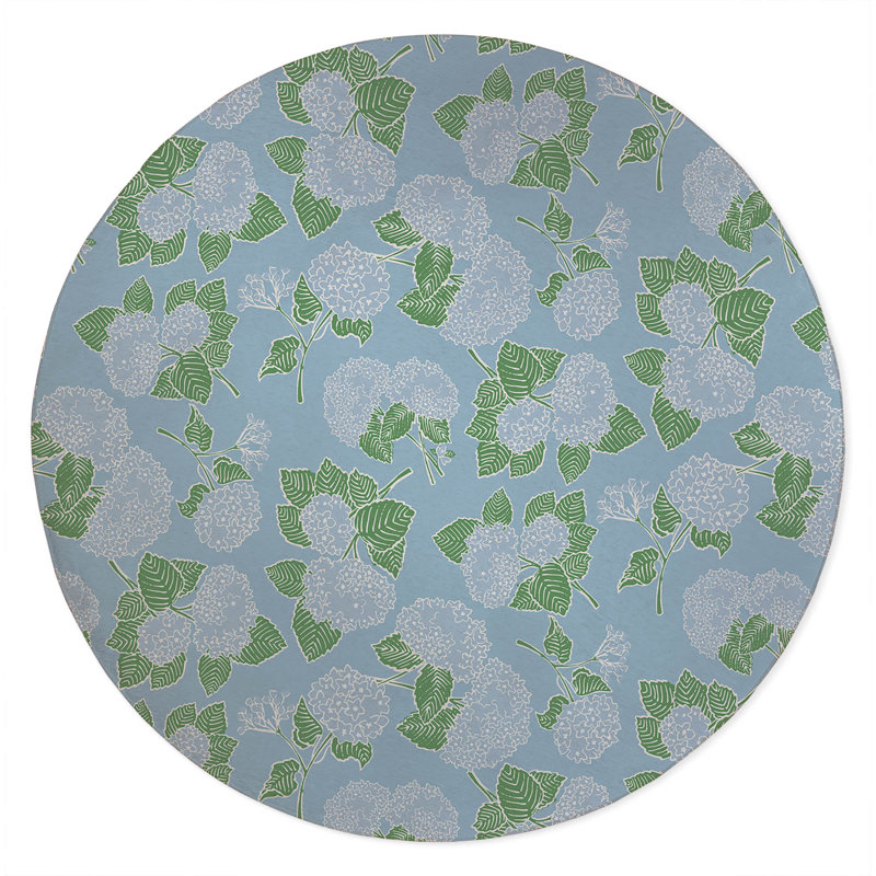 Hydrangea Non Slip Outdoor Rug, Round 5'