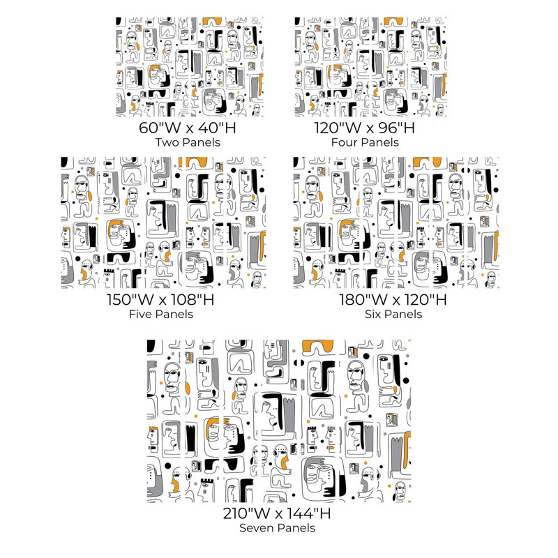 Premium Peel & Stick Wall Mural - Abstract Faces, 96" L x 120" W