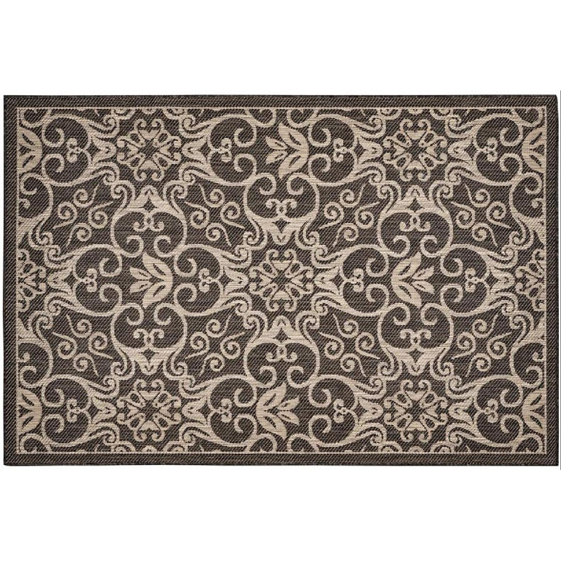 Tapis noir / beige touffeté à la main en mélange de polyester et polyester 4 pi x 6 pi Adalie