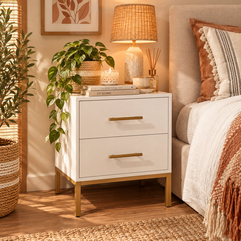 Agna Bedside Drawer, White