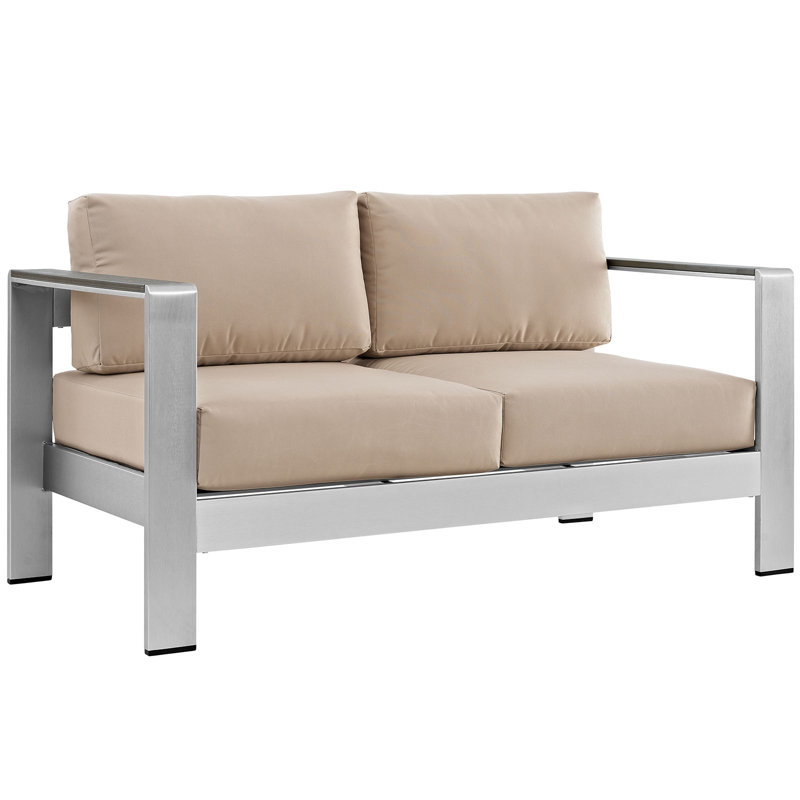 Modway Shore Aluminum Outdoor Patio Loveseat, Beige