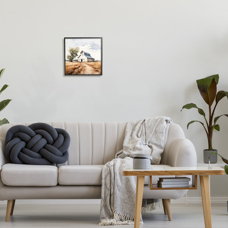 «Farmhouse Barn Landscape» par Ray Powers, Giclée encadrée noir minuit, H 12 po x l 12 po x P 1,5 po
