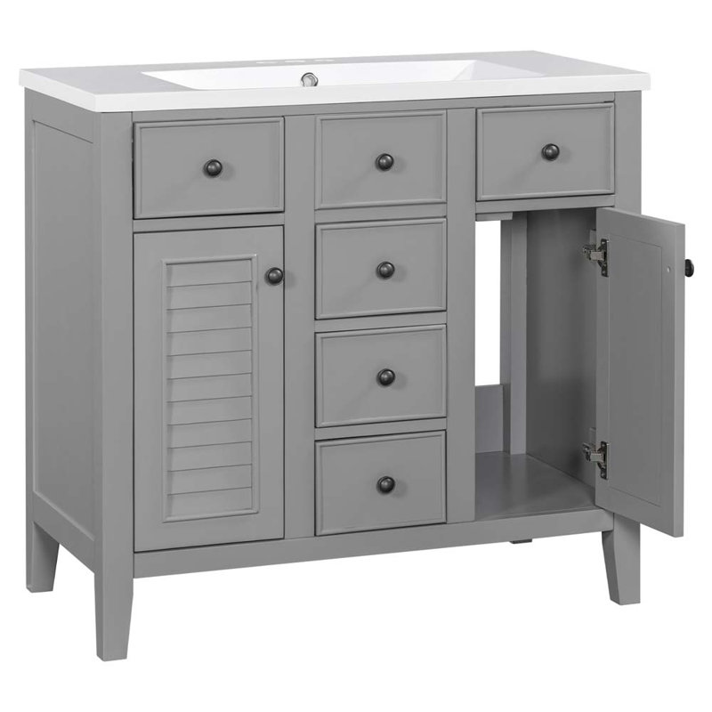Ensemble de meuble-lavabo simple avec plateau 35,98 Giolou, Gris