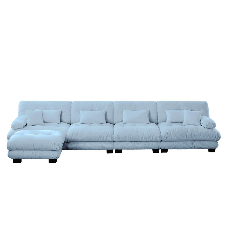 Combinaison libre, canapé modulaire modulaire, canapé en forme de L pour le salon, canapé confortable à 4 places avec repose-pieds convertible