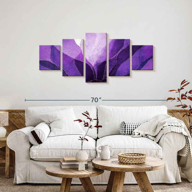 Fleur abstraite mauve, H 24 po x l 55 po