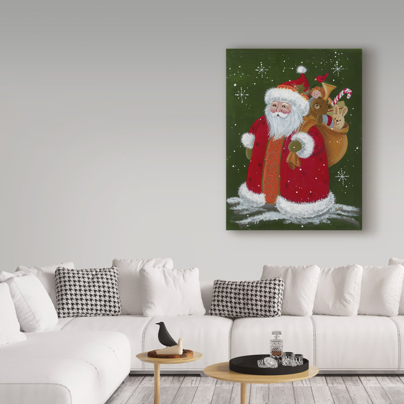 « père noël avec un sac », art sur toile, H 19 po x l 14 po x P 2 po