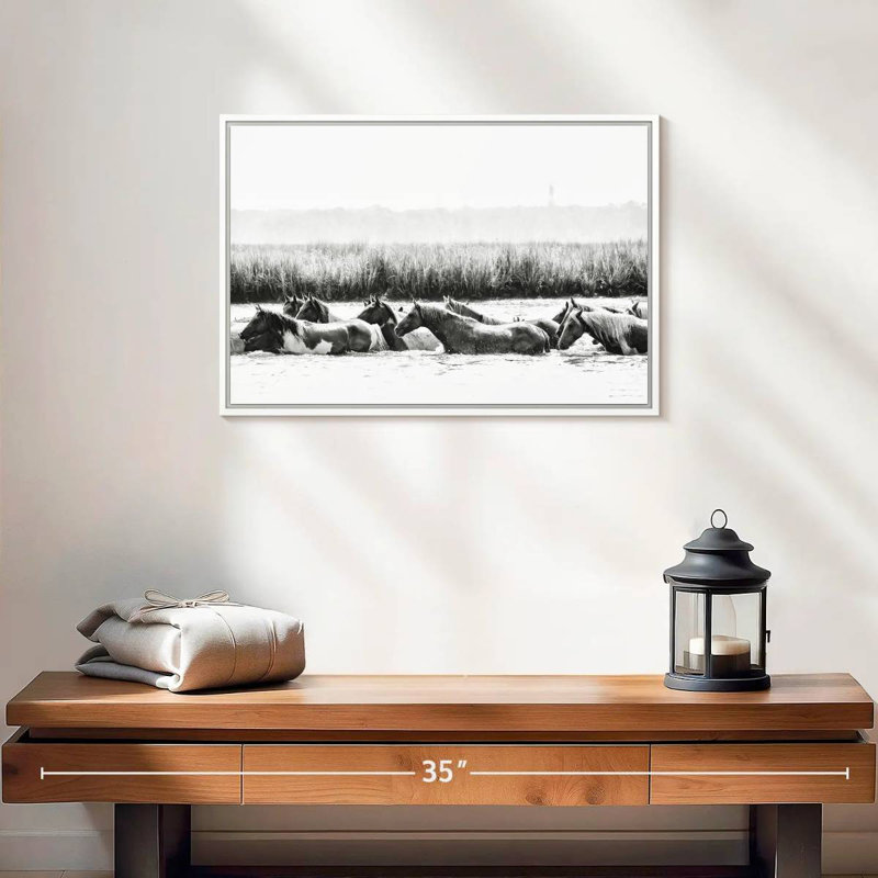 Chevaux d'eau III, Cadre flottant blanc, 19 po x 13 po