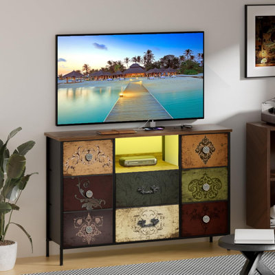 Pattern Dresser with LED Lights & Power Outlets