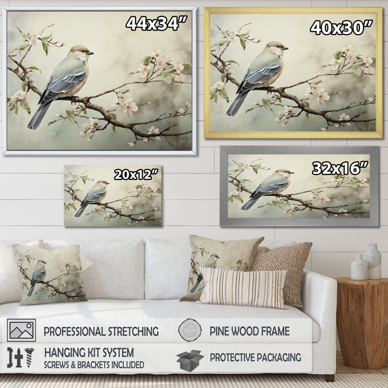 Oiseau majestueux, oiseau, art mural, Toile tendue, H 34 po x l 44 po x P 1,5 po