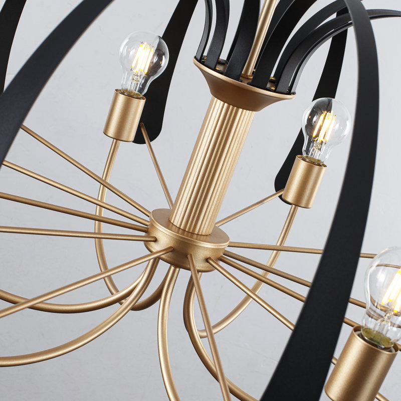 6 Lights Black And Gold Geometric Chandelier