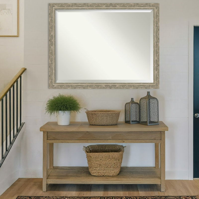 Miroir mural Filigree, 34,5 po x 44,5 po, Argent argent