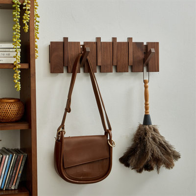 Solid Wood Wall Organizer with Key Hooks