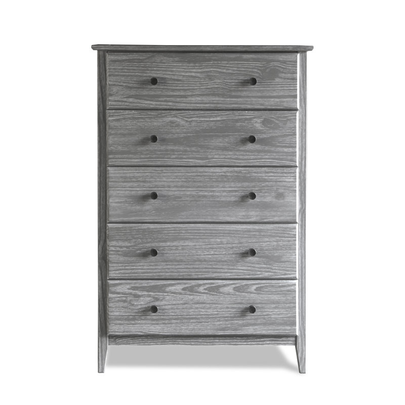 Commode 5 tiroirs Greenport, Gris brossé