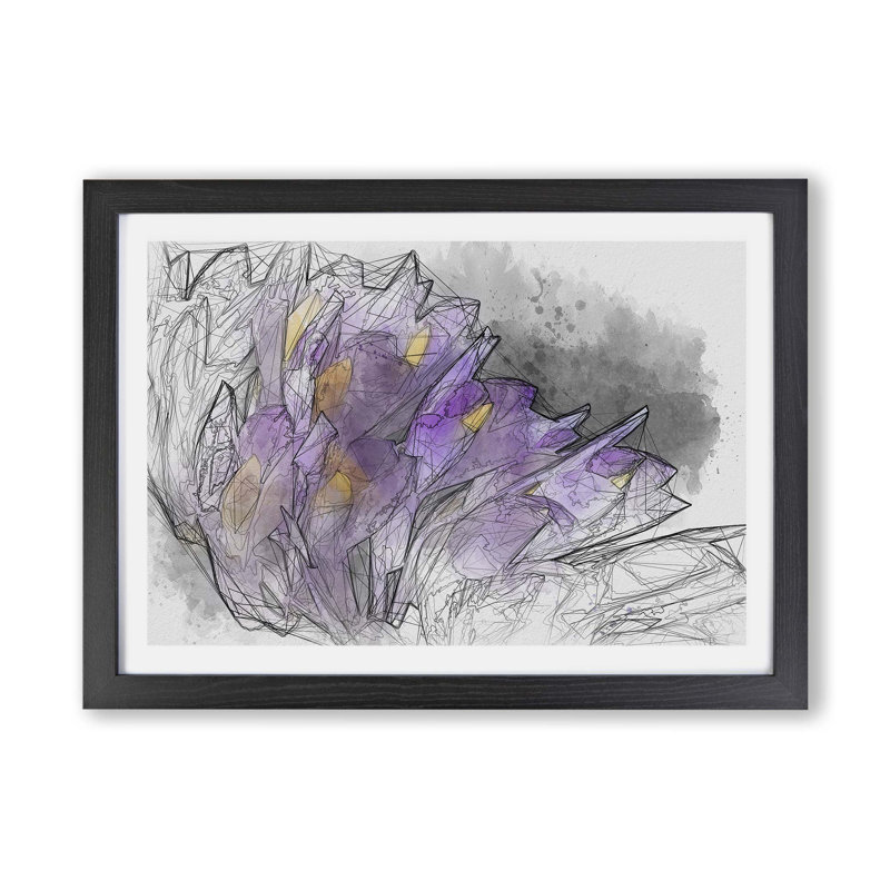 Wild Purple Orchid Flowers - Wall Art, 24cm H x 33cm W x 2cm D, Black Framed