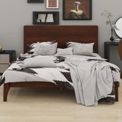 Modern Wood Platform Bed With Slat Support