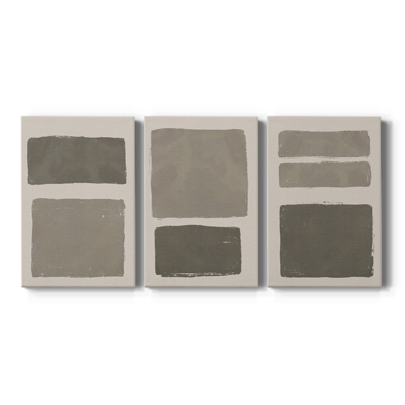 Neutral Color Block I - Toile tendue sur mesure avec châssis - 3 pièces, H 12 po x l 24 po