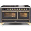 ILVE UM15FDNS3BGG Majestic II 60 inch Dual Fuel Range with 9 Burners, Griddle (Natural Gas, Triple Glass Door, Blue Grey, Brass)-1199178752-1199178772