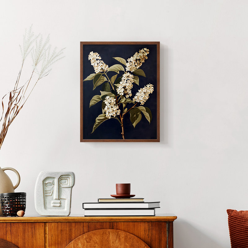 Série FLORAL CLIV - reproduction encadrée de qualité supérieure - prête à être accrochée - aucun clou requis, Noyer