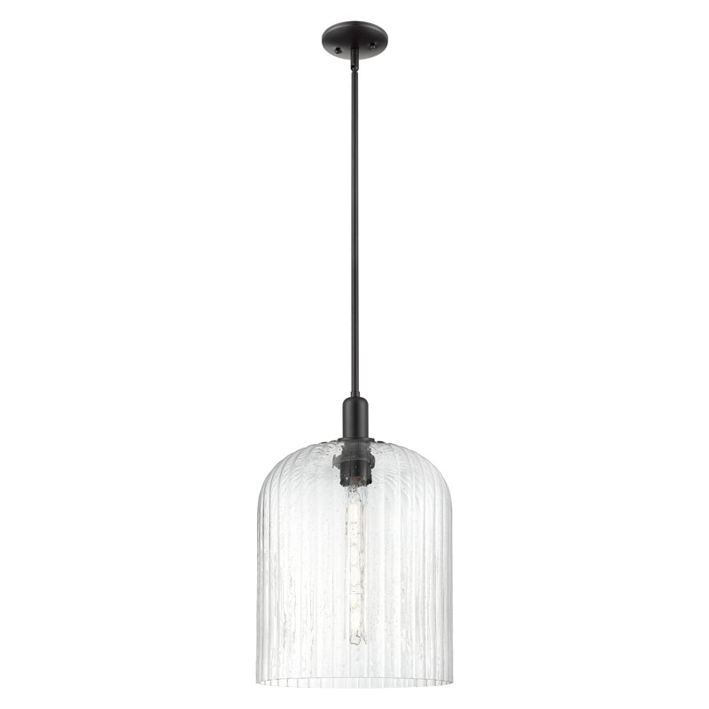 Downtown Urban - Voile de mariée - Mini-luminaire suspendu 1 tige, H 18 po x l 12 po x P 12 po, Grainé, Noir mat