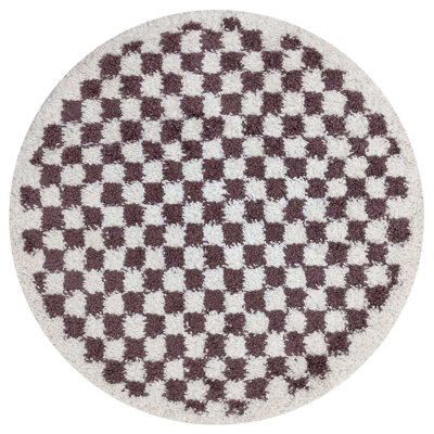 Moodi Modern Shaggy Area Rug Checkered Design