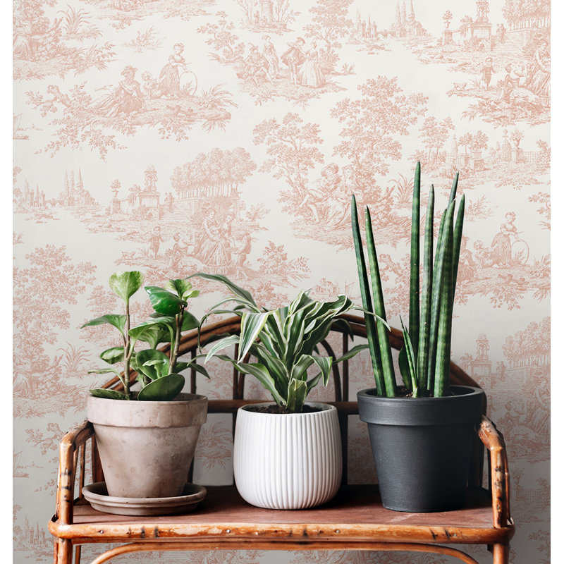 Addysin 5.48m x 52.07cm Satin Peel and Stick Wallpaper Roll, Pink