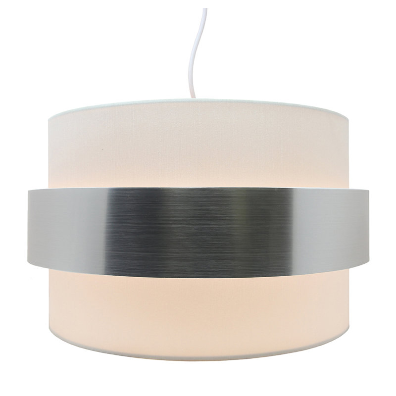 Luminaire tambour à tambour simple 1 lumières Elizondo, Blanc Cassé / Argent, argent