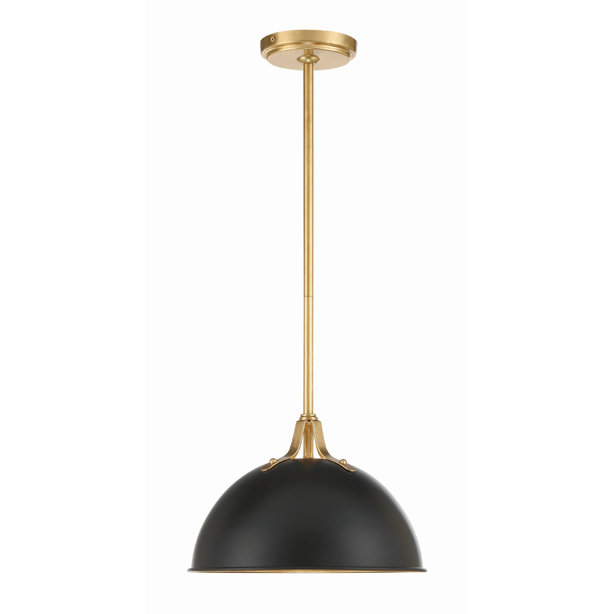 Carlacia Single Light Dimmable Pendant, Matte Black/Antique Gold