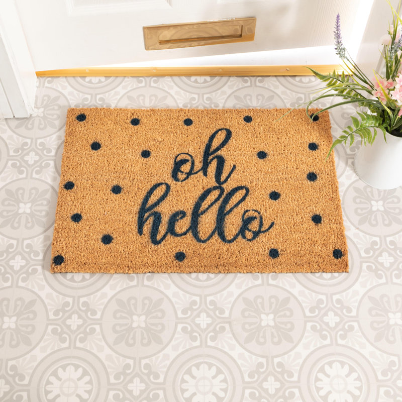 Rothwell Non-Slip No Pattern Doormat, Natural & Blue