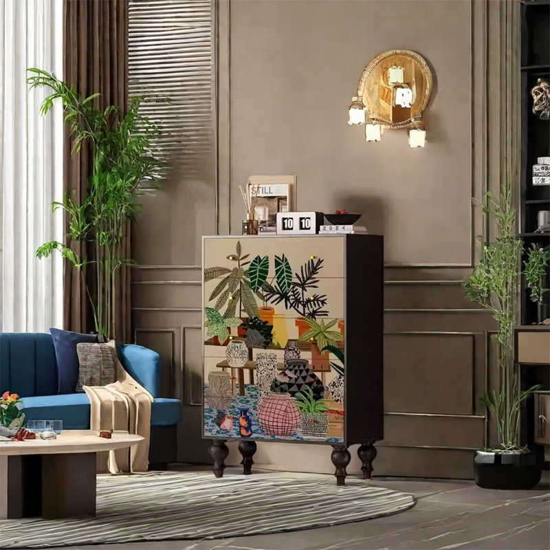 Stylish Walnut Multi-Drawer Storage Cabinet